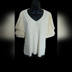 Chico's Soft Yellow Pleated Blouse